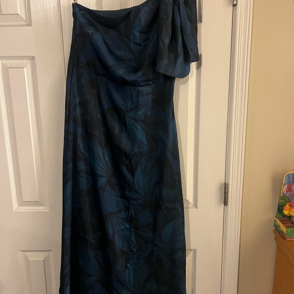 Sachin + Babi Blue Off shoulder/ one shoulder Dress